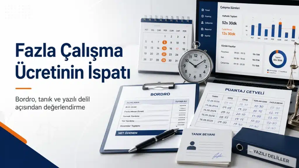 Fazla çalışma ücretinin bordro, tanık ve yazılı delillerle ispatlanması