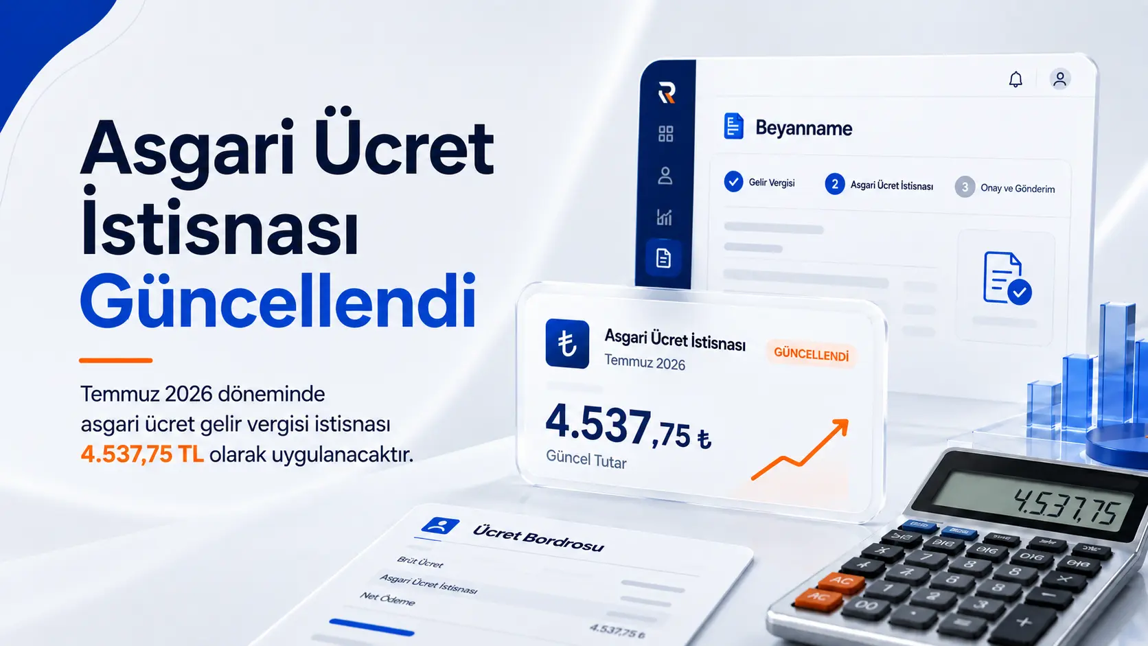 Temmuz 2026 asgari ücret gelir vergisi istisnası 4.537,75 TL
